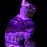 Afghan Jade hand-carved Cat 67*31*103mm 354g in UV light - Rocks and Things Store