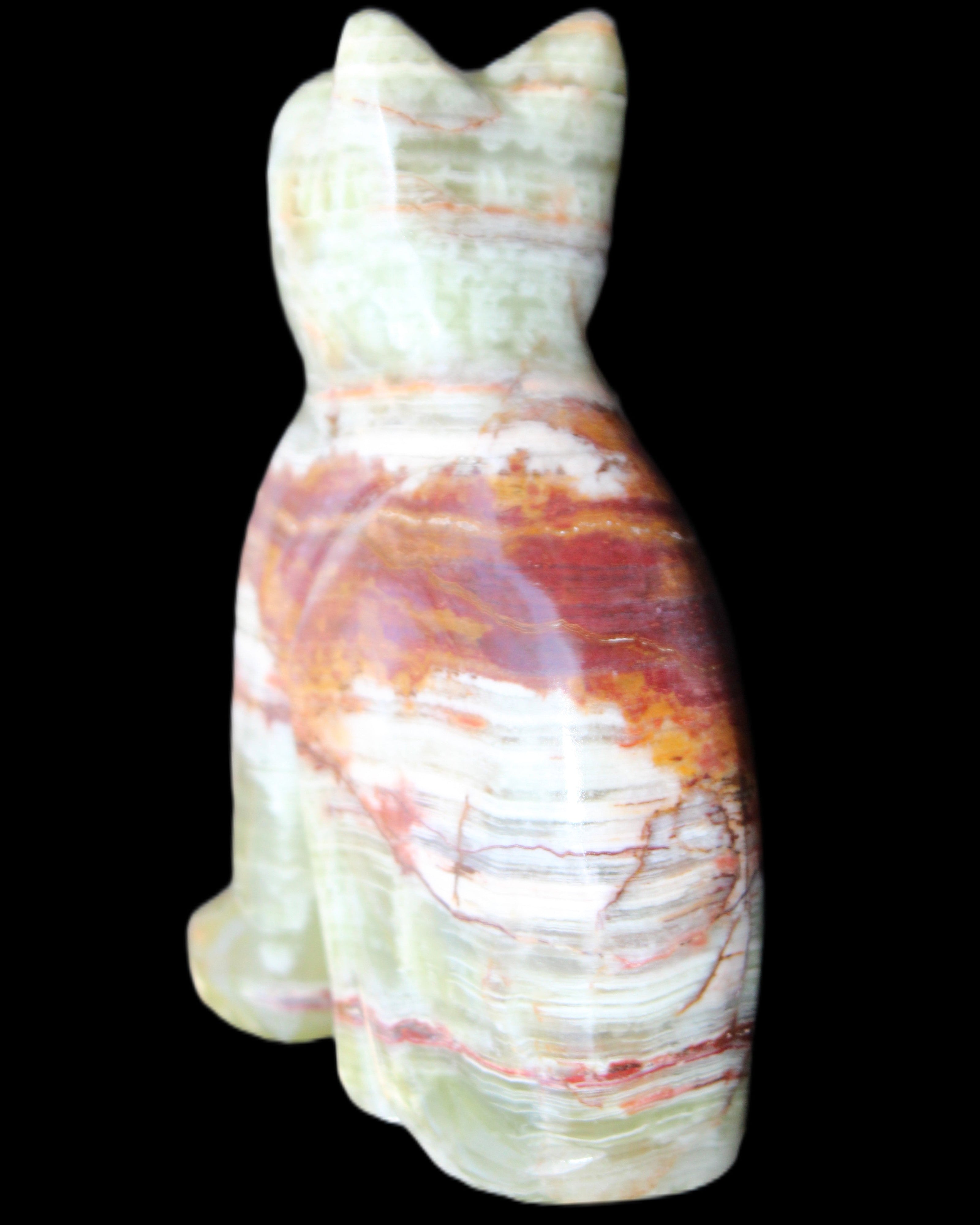 Afghan Jade hand-carved Cat 67*31*103mm 354g in sunlight - Rocks and Things Store