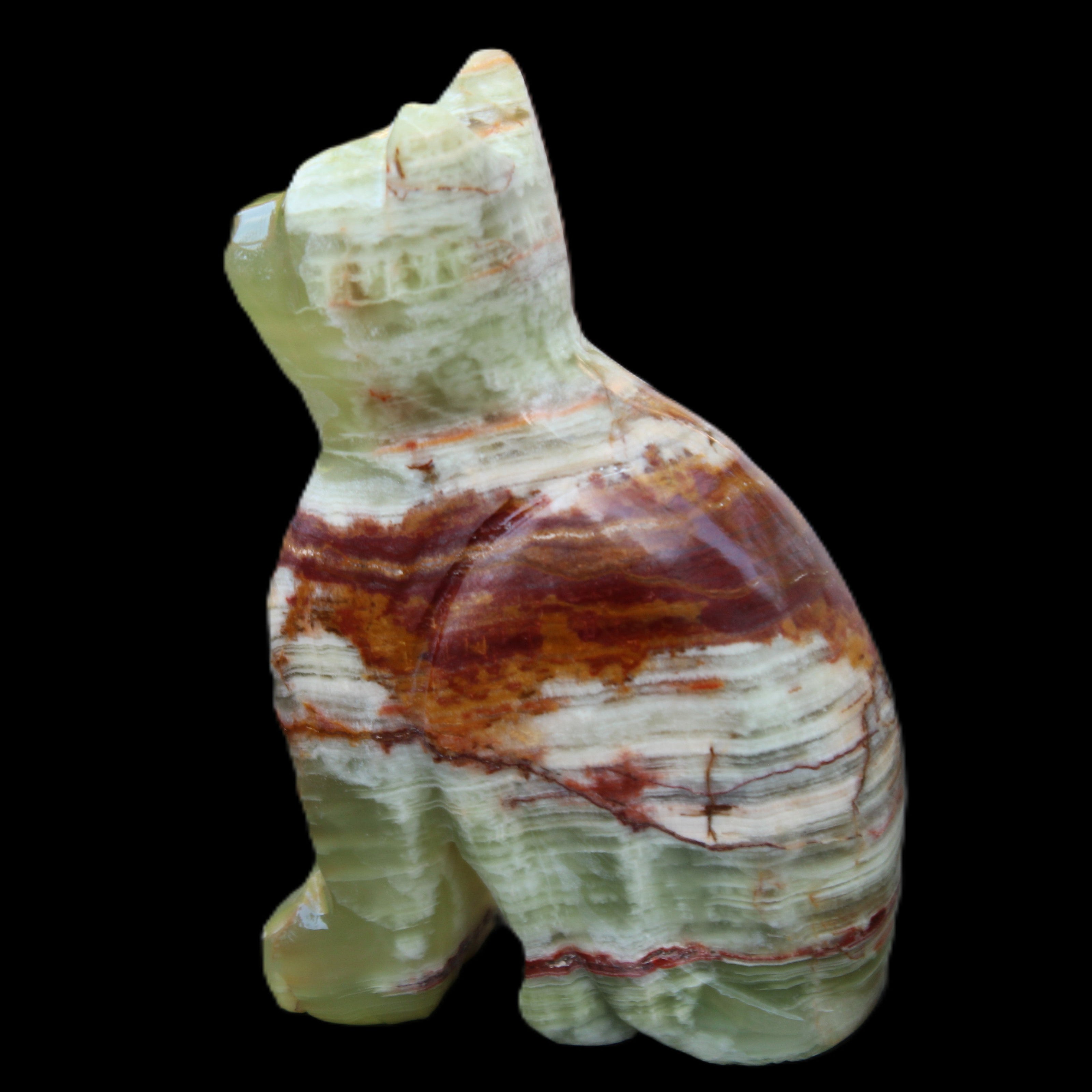 Afghan Jade hand-carved Cat 67*31*103mm 354g in sunlight - Rocks and Things Store