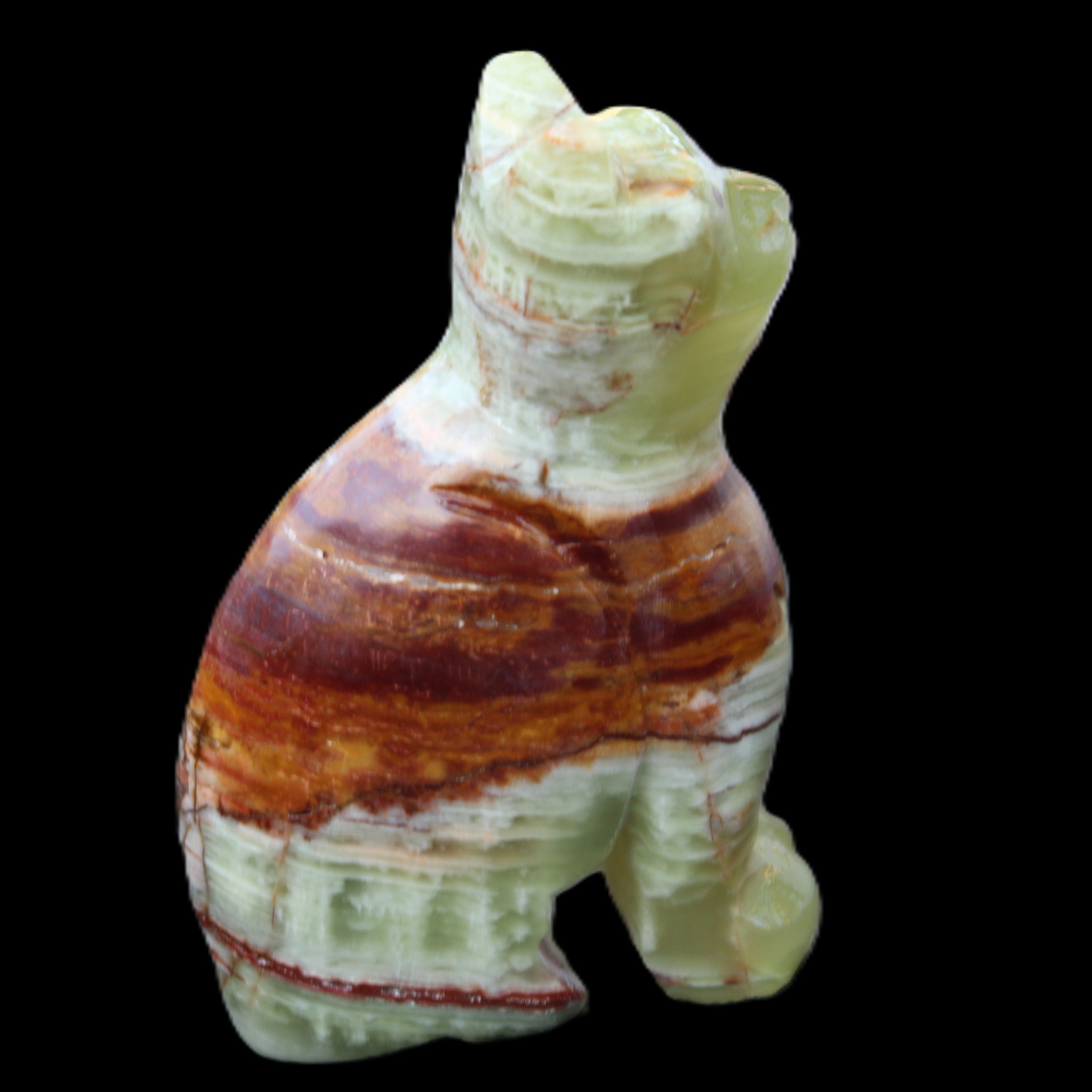 Afghan Jade hand-carved Cat 67*31*103mm 354g in sunlight - Rocks and Things Store