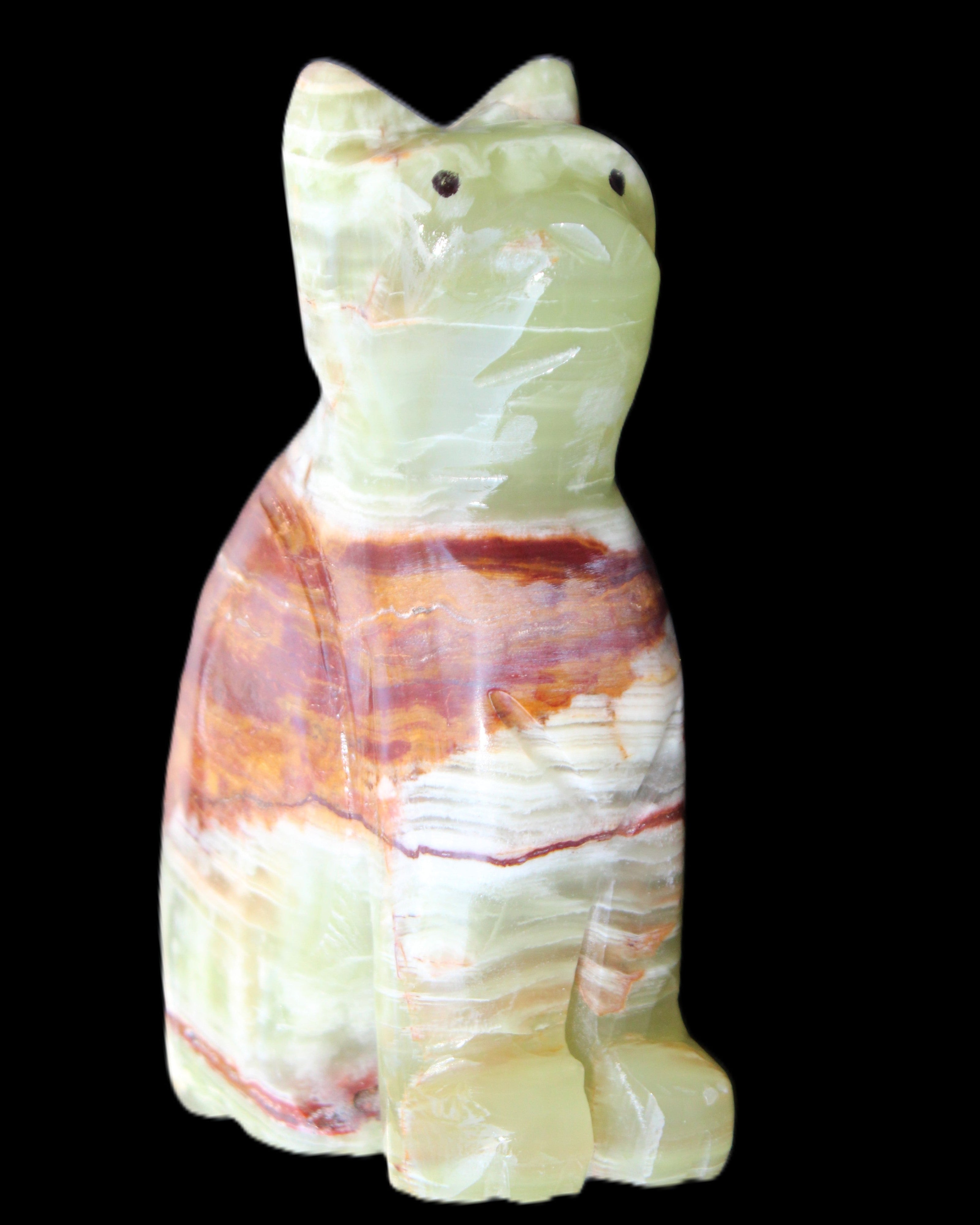 Afghan Jade hand-carved Cat 67*31*103mm 354g in sunlight - Rocks and Things Store