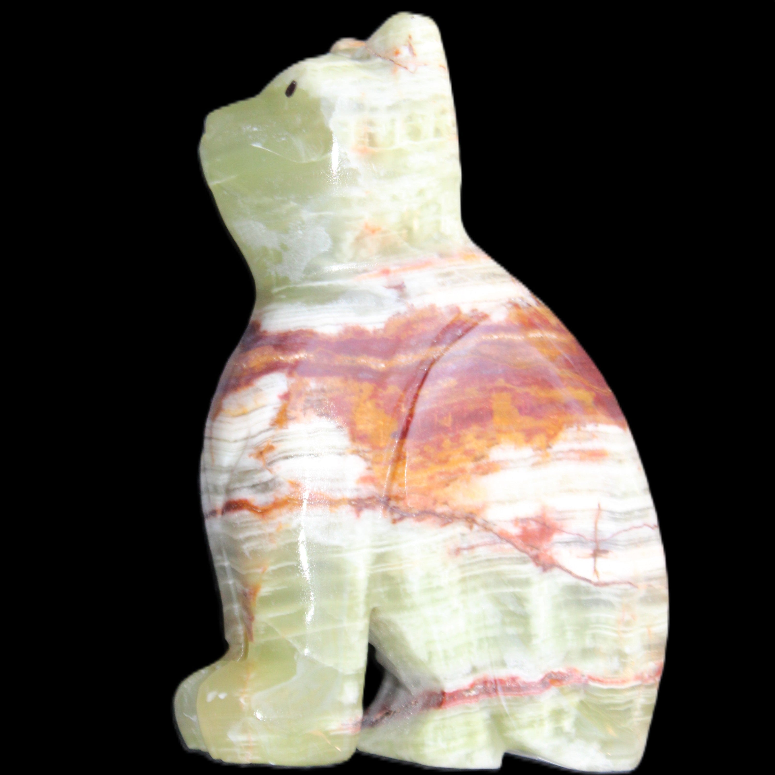 Afghan Jade hand-carved Cat 67*31*103mm 354g in sunlight - Rocks and Things Store