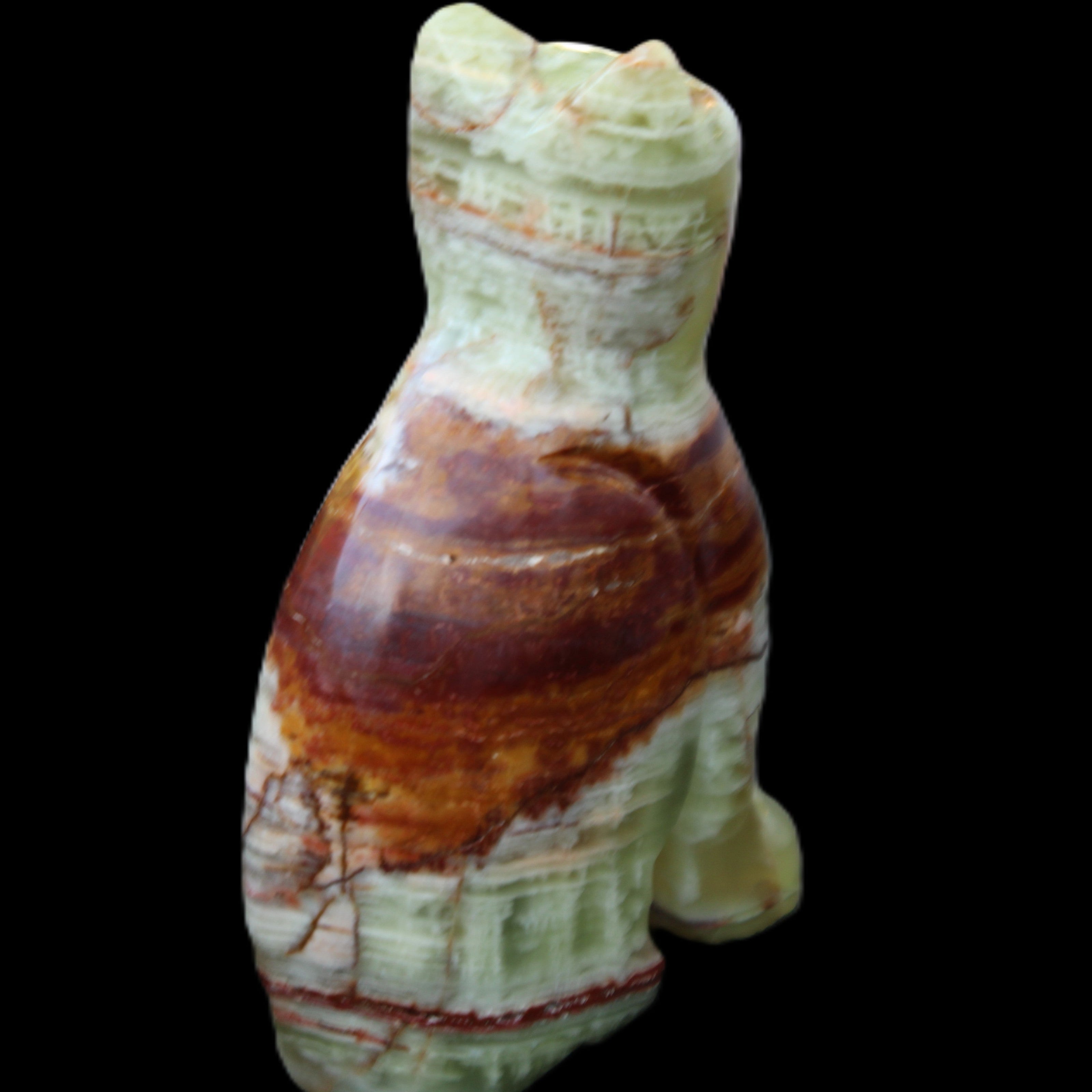 Afghan Jade hand-carved Cat 67*31*103mm 354g in sunlight - Rocks and Things Store