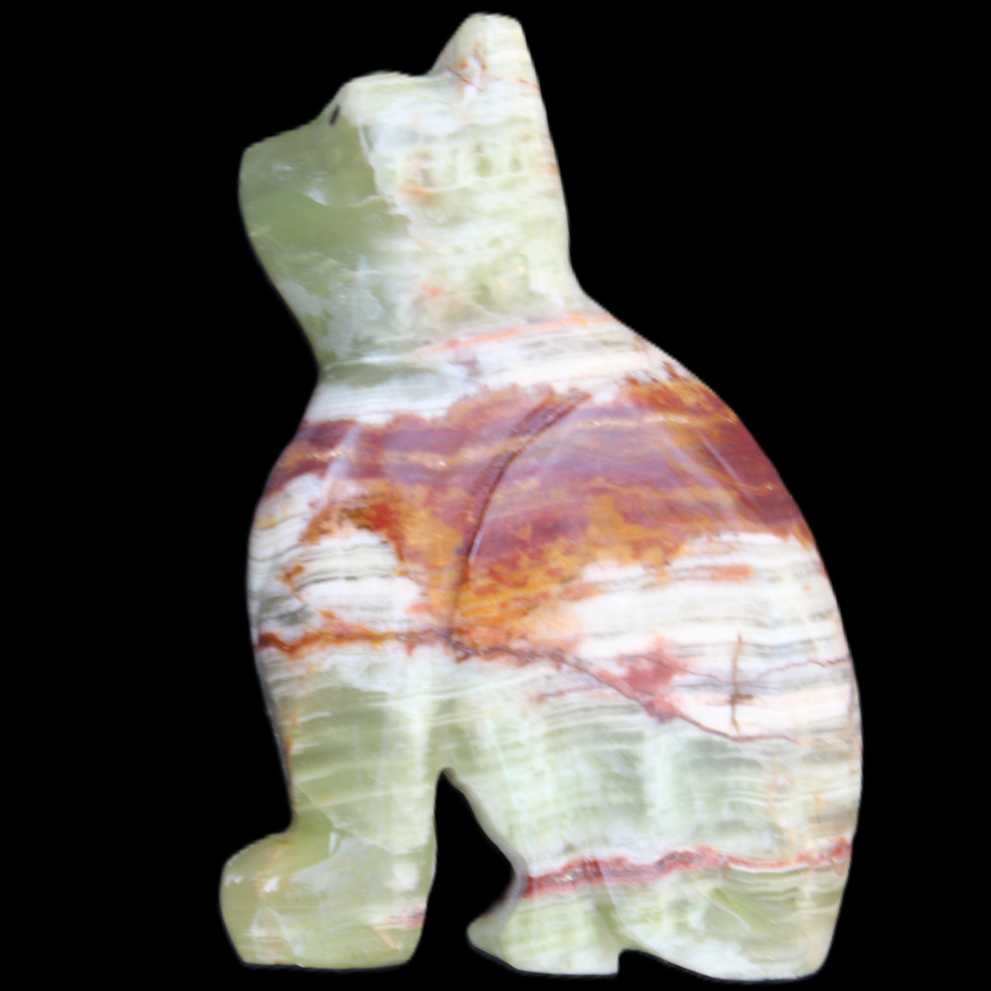 Afghan Jade hand-carved Cat 67*31*103mm 354g in sunlight - Rocks and Things Store