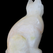 White Onyx Afghan Jade hand-carved Cat 87*48*138mm 773g in sunlight - Rocks and Things Store