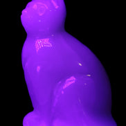 White Onyx Afghan Jade hand-carved Cat 87*48*138mm 773g in UV light - Rocks and Things Store