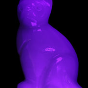 White Onyx Afghan Jade hand-carved Cat 87*48*138mm 773g in UV light - Rocks and Things Store