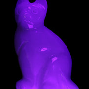 White Onyx Afghan Jade hand-carved Cat 87*48*138mm 773g in UV light - Rocks and Things Store