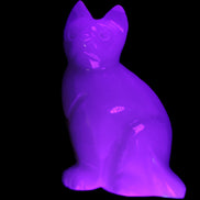 White Onyx Afghan Jade hand-carved Cat 87*48*138mm 773g in UV light - Rocks and Things Store