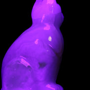 White Onyx Afghan Jade hand-carved Cat 87*48*138mm 773g in UV light - Rocks and Things Store