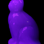 White Onyx Afghan Jade hand-carved Cat 87*48*138mm 773g in UV light - Rocks and Things Store