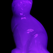 White Onyx Afghan Jade hand-carved Cat 87*48*138mm 773g in UV light - Rocks and Things Store