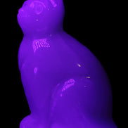White Onyx Afghan Jade hand-carved Cat 87*48*138mm 773g in UV light - Rocks and Things Store