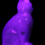 White Onyx Afghan Jade hand-carved Cat 87*48*138mm 773g in UV light - Rocks and Things Store