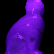 White Onyx Afghan Jade hand-carved Cat 87*48*138mm 773g in UV light - Rocks and Things Store