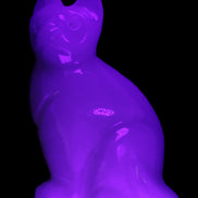 White Onyx Afghan Jade hand-carved Cat 87*48*138mm 773g in UV light - Rocks and Things Store