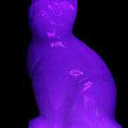 White Onyx Afghan Jade hand-carved Cat 87*48*138mm 773g in UV light - Rocks and Things Store