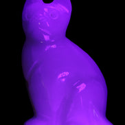 White Onyx Afghan Jade hand-carved Cat 87*48*138mm 773g in UV light - Rocks and Things Store