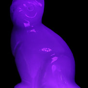 White Onyx Afghan Jade hand-carved Cat 87*48*138mm 773g in UV light - Rocks and Things Store