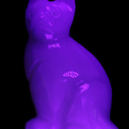 White Onyx Afghan Jade hand-carved Cat 87*48*138mm 773g in UV light - Rocks and Things Store