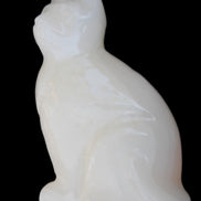 White Onyx Afghan Jade hand-carved Cat 87*48*138mm 773g in sunlight - Rocks and Things Store