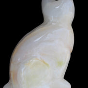 White Onyx Afghan Jade hand-carved Cat 87*48*138mm 773g in sunlight - Rocks and Things Store
