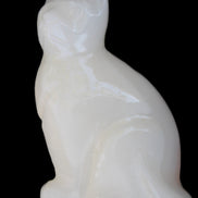White Onyx Afghan Jade hand-carved Cat 87*48*138mm 773g in sunlight - Rocks and Things Store