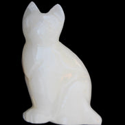 White Onyx Afghan Jade hand-carved Cat 87*48*138mm 773g in sunlight - Rocks and Things Store