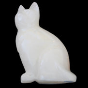 White Onyx Afghan Jade hand-carved Cat 87*48*138mm 773g in sunlight - Rocks and Things Store