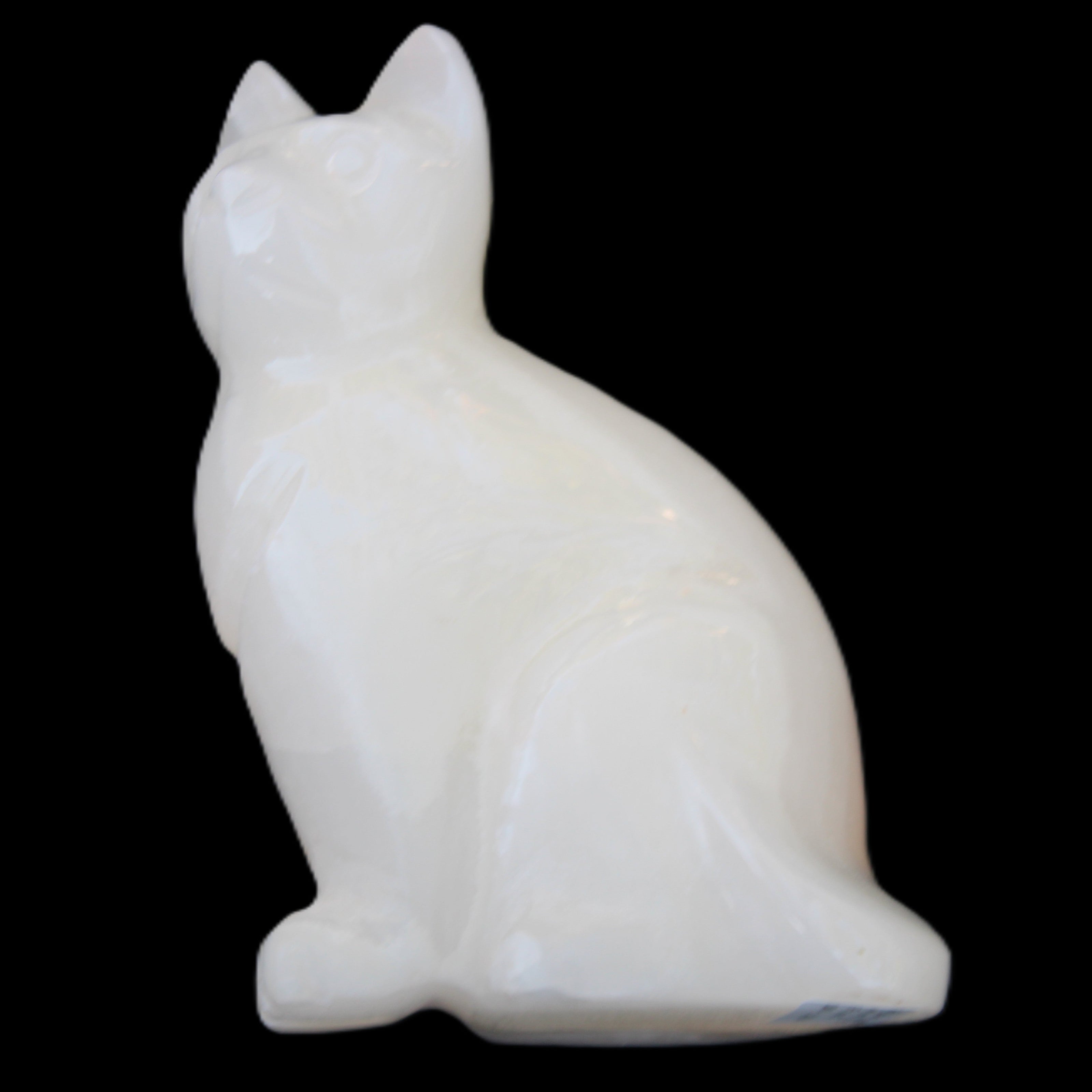White Onyx Afghan Jade hand-carved Cat 87*48*138mm 773g in sunlight - Rocks and Things Store