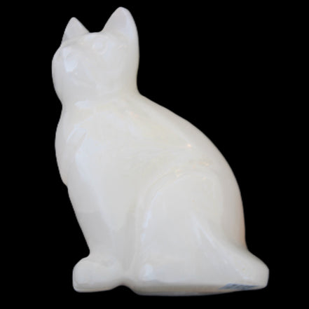 White Onyx Afghan Jade hand-carved Cat 87*48*138mm 773g in sunlight - Rocks and Things Store