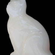 White Onyx Afghan Jade hand-carved Cat 87*48*138mm 773g in sunlight - Rocks and Things Store