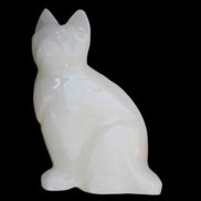 White Onyx Afghan Jade hand-carved Cat 87*48*138mm 773g in sunlight - Rocks and Things Store