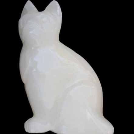 White Onyx Afghan Jade hand-carved Cat 87*48*138mm 773g in sunlight - Rocks and Things Store
