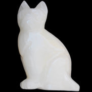 White Onyx Afghan Jade hand-carved Cat 87*48*138mm 773g in sunlight - Rocks and Things Store