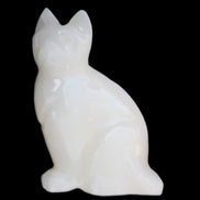 White Onyx Afghan Jade hand-carved Cat 87*48*138mm 773g in sunlight - Rocks and Things Store