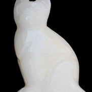 White Onyx Afghan Jade hand-carved Cat 87*48*138mm 773g in sunlight - Rocks and Things Store
