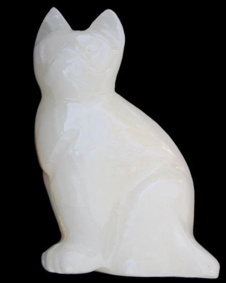 White Onyx Afghan Jade hand-carved Cat 87*48*138mm 773g in sunlight - Rocks and Things Store