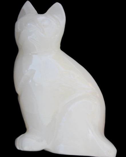 White Onyx Afghan Jade hand-carved Cat 87*48*138mm 773g in sunlight - Rocks and Things Store