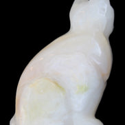 White Onyx Afghan Jade hand-carved Cat 87*48*138mm 773g in sunlight - Rocks and Things Store