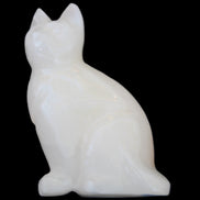 White Onyx Afghan Jade hand-carved Cat 87*48*138mm 773g in sunlight - Rocks and Things Store