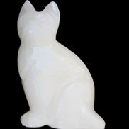 White Onyx Afghan Jade hand-carved Cat 87*48*138mm 773g in sunlight - Rocks and Things Store