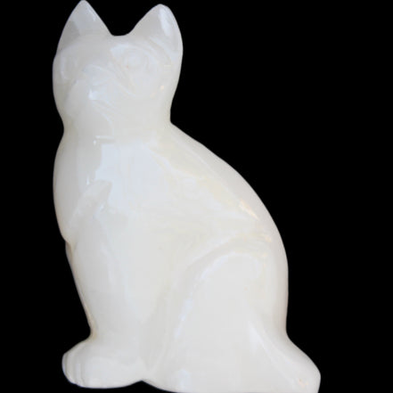 White Onyx Afghan Jade hand-carved Cat 87*48*138mm 773g in sunlight - Rocks and Things Store