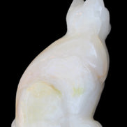 White Onyx Afghan Jade hand-carved Cat 87*48*138mm 773g in sunlight - Rocks and Things Store