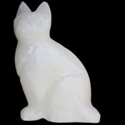 White Onyx Afghan Jade hand-carved Cat 87*48*138mm 773g in sunlight - Rocks and Things Store