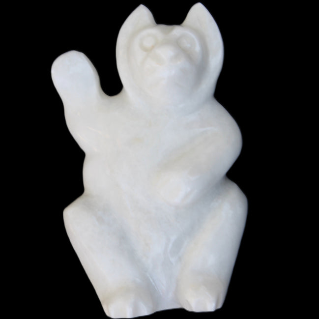 White Jade hand-carved Cat 80*41*132mm 642g in sunlight - Rocks and Things Store