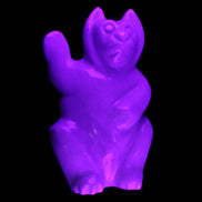 White Jade hand-carved Cat 80*41*132mm 642g in UV light - Rocks and Things Store