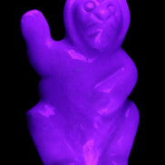 White Jade hand-carved Cat 80*41*132mm 642g in UV light - Rocks and Things Store