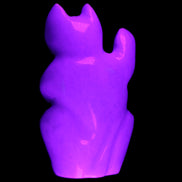 White Jade hand-carved Cat 80*41*132mm 642g in UV light - Rocks and Things Store