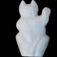 White Jade hand-carved Cat 80*41*132mm 642g in sunlight - Rocks and Things Store